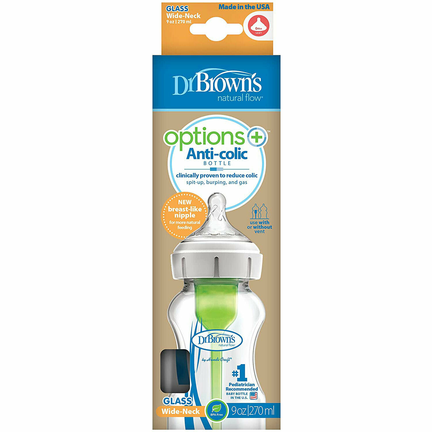 Dr Browns – Options+ Anti-colic Μπιμπερό Γυάλινο 0m+ με Φαρδύ Λαιμό 270ml. Dr Browns – Options+ Anti-colic Μπιμπερό Γυάλινο 0m+ με Φαρδύ Λαιμό 270ml.